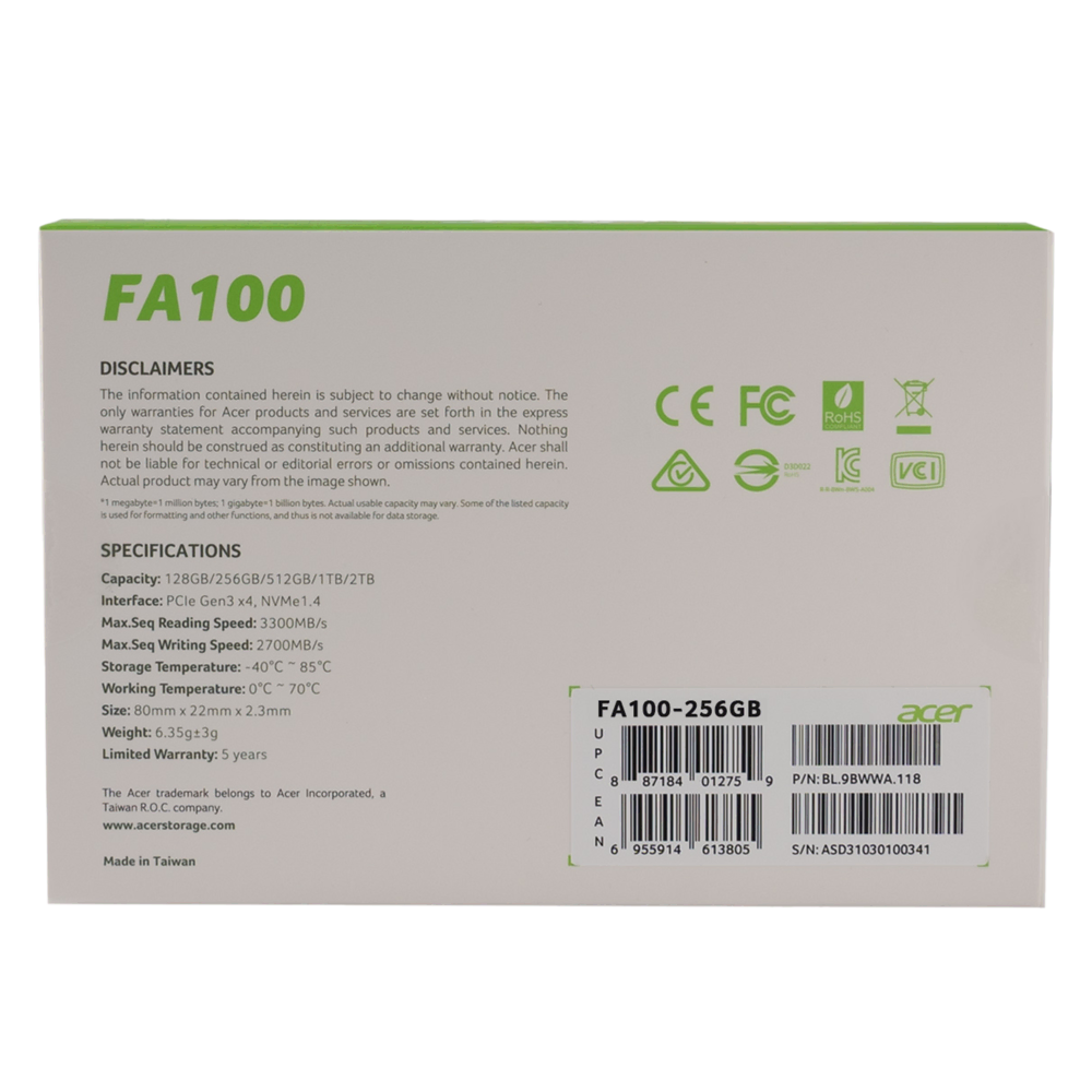 Acer FA100 PCIe NVMe 256GB
                        Çevre Birimleri