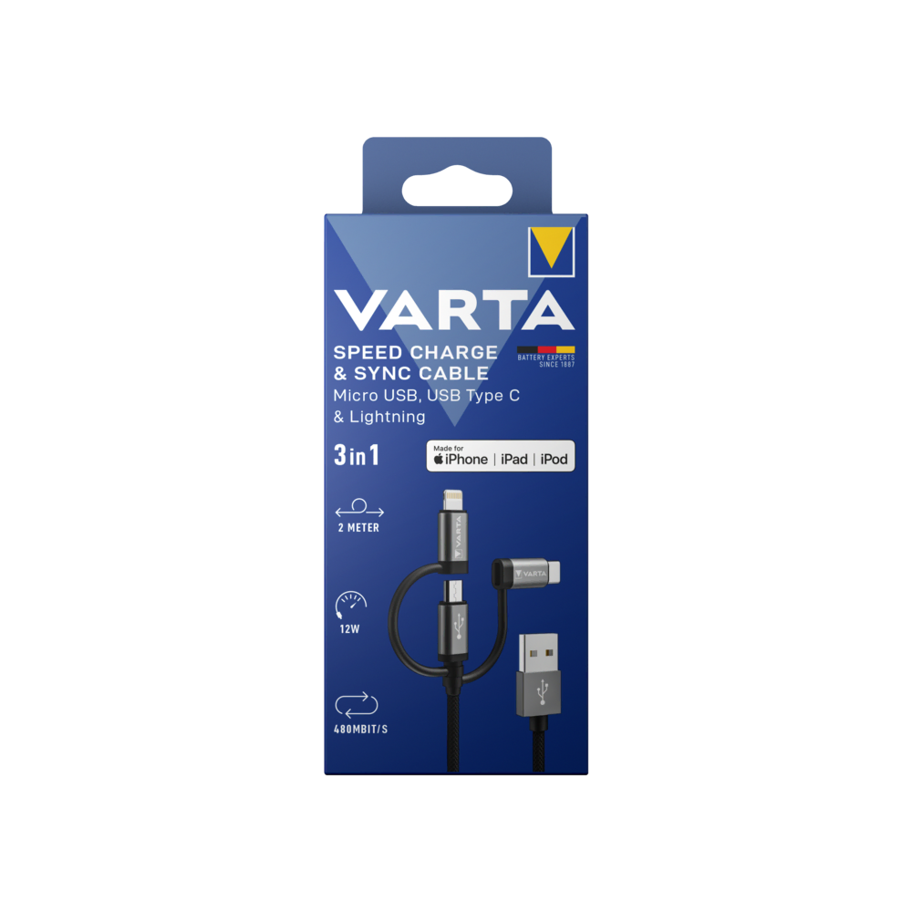 VARTA Şarj Kablosu 2m 3IN1
                        Şarj Kabloları